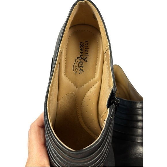 Strictly Comfort Black Leather Side Zip Ankle Boots Heels Women Size 9 Workwear - Picture 3 of 8